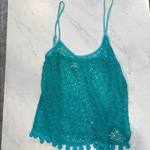 LUCY LOVE sea green Pom Pom top💚